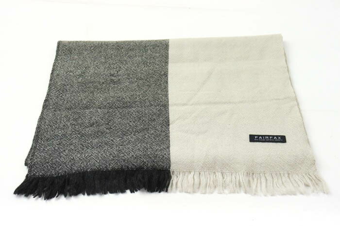 フェアファクス マフラー ツートーン 無地 ブランド メンズ ホワイト/グレー FAIRFAX 【中古】