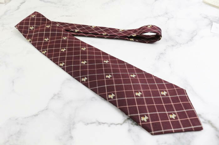 チャップスラルフローレン ブランド ネクタイ チェック柄 シルク 日本製 PO メンズ ワインレッド CHAPS RALPH LAUREN 【中古】