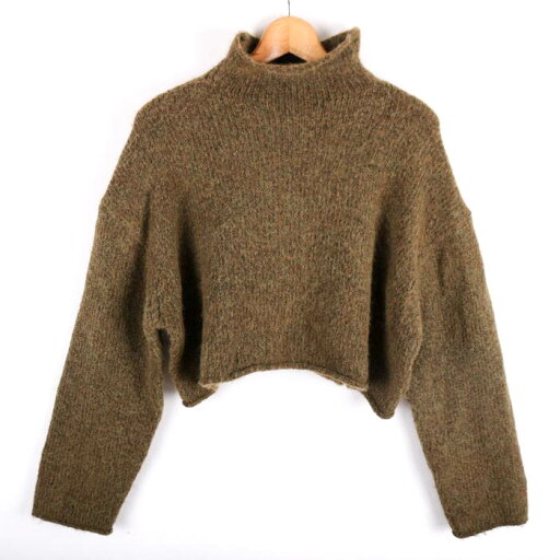 ZARA ザラ ニット トップス 長袖 セーター ウール混 レディース Mサイズ カーキ 【中古】 ZARA ザラ ニット トップス 長袖 セーター ウール混 レディース Mサイズ カーキ 【中古】