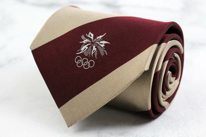 Olympic オリンピック ブランド ネクタイ シルク 長野 スポーツ PO メンズ レッド 【中古】