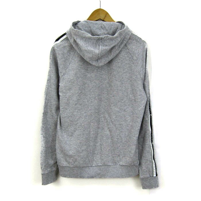 PUMA プーマ パーカー トップス プルオーバー スウェット スポーツウエア 大きいサイズ レディース XLサイズ グレー×黒 【中古】