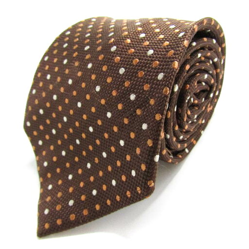 TIE ウォーターレジスタント ブランド ネクタイ 総柄 ドット 格子柄 シルク PO メンズ ブラウン 【中古】 TIE ウォーターレジスタント ブランド ネクタイ 総柄 ドット 格子柄 シルク PO メンズ ブラウン 【中古】