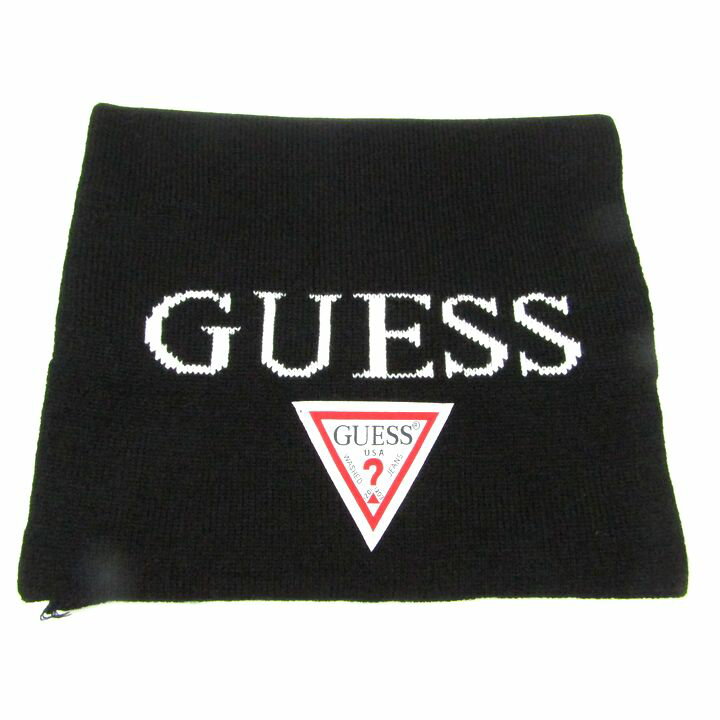 ゲス マフラー ロゴ ブランド 小物 レディース メンズ ブラック×ネイビー Guess 【中古】