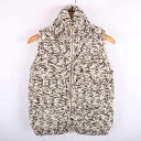 STUNNING LURE スタニングルアー ベスト ジャケット アウター メランジニット ジップアップ レディース Fサイズ 白×茶 【中古】