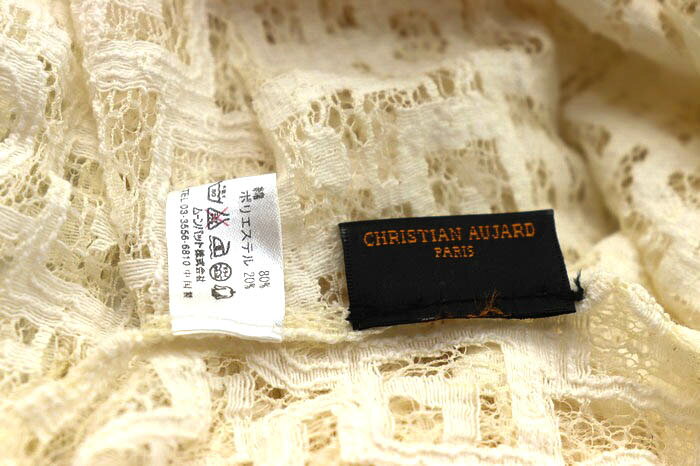 クリスチャンオジャール マフラー ストール レース ブランド レディース ホワイト CHRISTIAN AUJARD 【中古】
