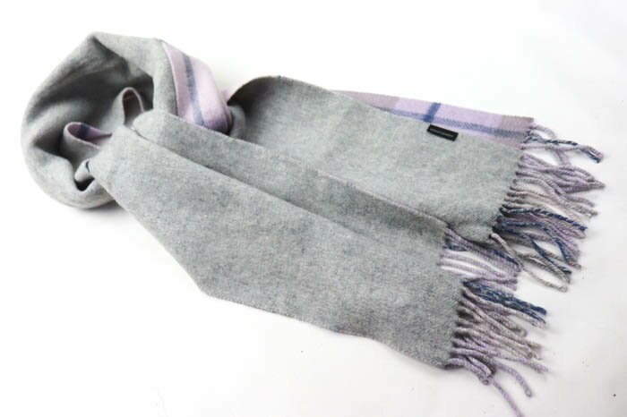 COUP DE CHANCE クード・シャンス マフラー ストール チェック柄 カシミヤ混 ブランド レディース グレー 【中古】