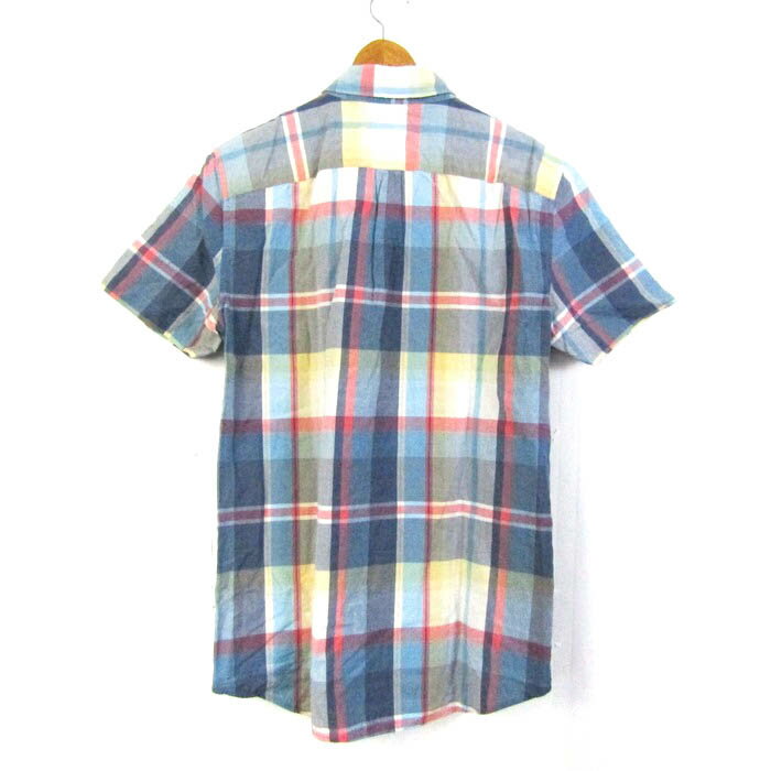 【楽天スーパーSALE 50％OFF 9月4日20:00〜9月11日01:59まで】アメリカンイーグル 半袖シャツ チェック柄 トップス メンズ Sサイズ ブルー系×ピンク系 American Eagle 【中古】