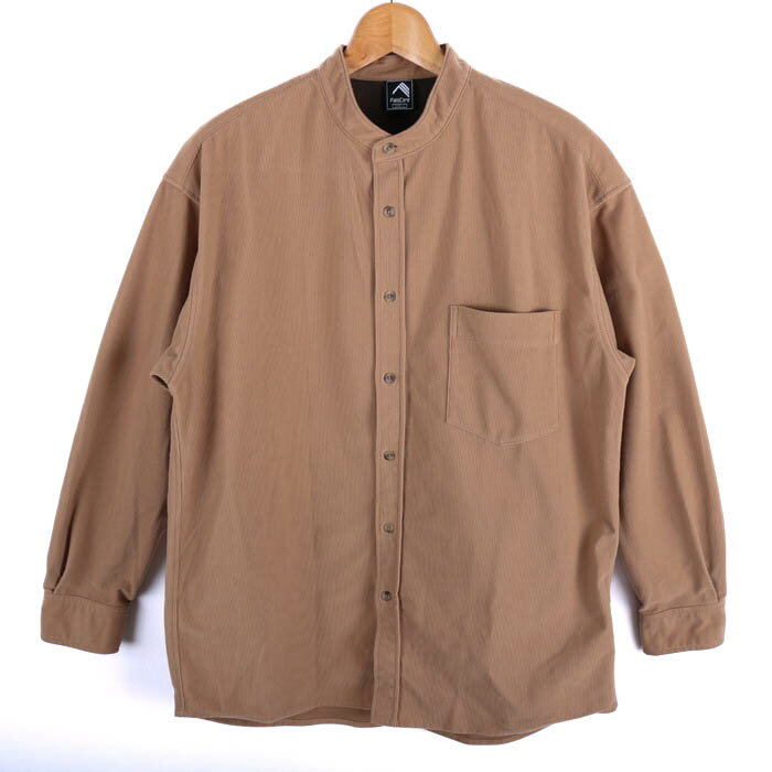 FieldCore フィールドコア 長袖シャツ トップス バンドカラー コーデュロイ ワークマン メンズ Lサイズ ブラウン 【中古】