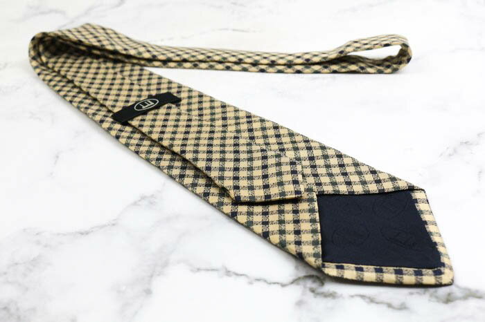 ダンヒル ブランド ネクタイ ロゴ チェック柄 シルク PO メンズ ベージュ dunhill 【中古】