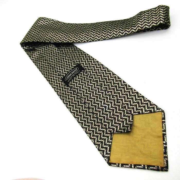 AMCREST ブランド ネクタイ ストライプ柄 シルク イタリア製 PO メンズ ブラック TIE 【中古】