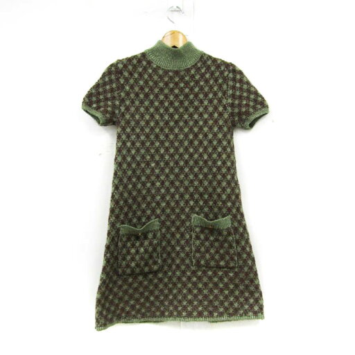 ZARA ザラ ニットワンピース 半袖 ウール混 トップス レディース Sサイズ グリーン系 【中古】 ZARA ザラ ニットワンピース 半袖 ウール混 トップス レディース Sサイズ グリーン系 【中古】