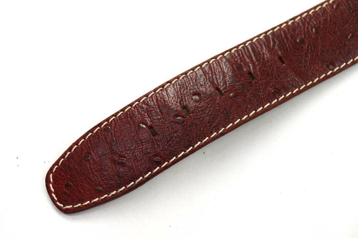Belt Christine de Saint Paul ベルト 本革 レザー オーストリッチ型押し フランス製 ブランド レディース ブラウン 【中古】