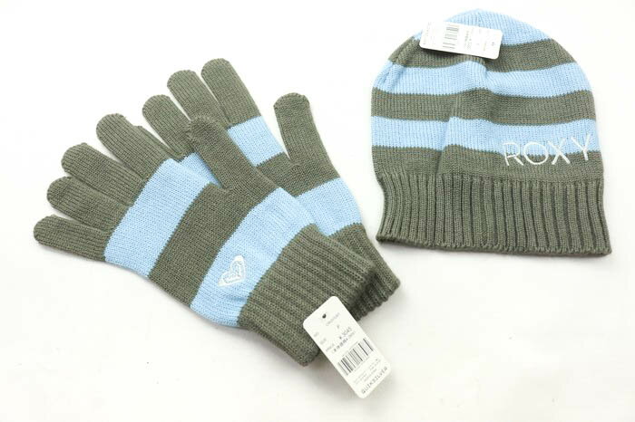 ロキシー 手袋/ニットキャップ 2点セット 未使用 ブランド まとめて レディース ブルー×グレー ROXY 【中古】