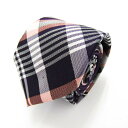 ジュノンボーイ ブランド ネクタイ チェック柄 格子柄 シルク 未使用タグ付 PO メンズ パープル JUNON BOY 【中古】