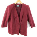 HANAE MORI 森英恵 ハナエモリ ブティック ノーカラージャケット コート アウター レディース フリーサイズ レッド系 【中古】