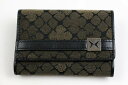 ハナエモリ 三つ折り財布 キャンバス/レザー 小銭入れあり ウォレット ブランド レディース グリーン系 HANAE MORI 森英恵 【中古】
