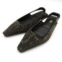 ZARA ザラ バックストラップ パンプス ビジュー スタッズ フラット シューズ ミュール 靴 黒 レディース 35サイズ ブラック 【中古】(4)
