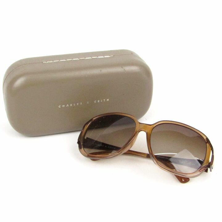 CHARLES&KEITH チャールズ&キース サングラス メガネ ブランド アイウェア ケースキズ有 レディース 57□15 130サイズ ブラウン 【中古】
