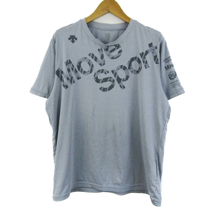 デサント 半袖Tシャツ トップス ロゴT ムーブスポーツ スポーツウエア メンズ Lサイズ グレー DESCENTE 【中古】