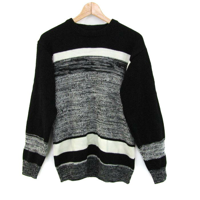 レイジブルー ニット 長袖 総柄 トップス メンズ Mサイズ ブラック×ホワイト RAGEBLUE 【中古】