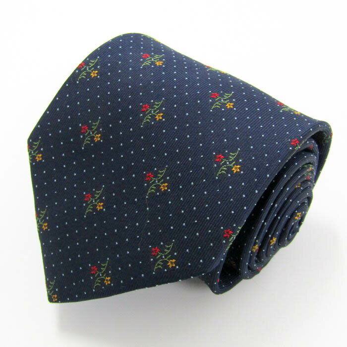 ユミ カツラ ブランド ネクタイ シルク ドット柄 花柄 PO メンズ ネイビー YUMI KATSURA 【中古】