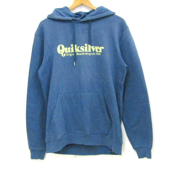 クイックシルバー スウェット トレーナー フーディ 裏起毛 スポーツウエア トップス メンズ Mサイズ ブルー系 Quiksilver 【中古】