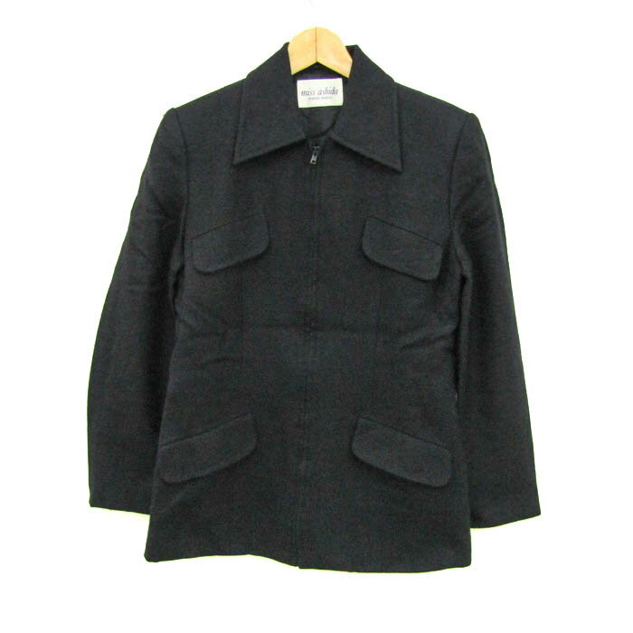ミスアシダ ショートコート ジャケット アウター ウール レディース 9サイズ ブラック miss ashida 【中古】
