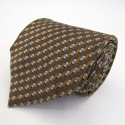 サビルロウ ブランド ネクタイ ストライプ柄 格子柄 シルク 日本製 PO メンズ カーキ Savile Row 【中古】 サビルロウ ブランド ネクタイ ストライプ柄 格子柄 シルク 日本製 PO メンズ カーキ Savile Row 【中古】