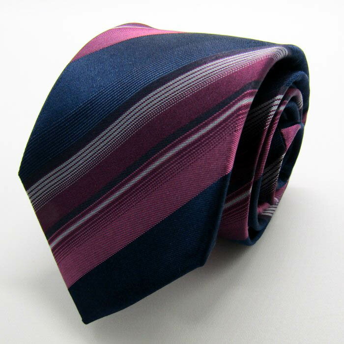 レミュー ブランド ネクタイ ストライプ柄 シルク PO メンズ ネイビー LES MUES 【中古】(4)