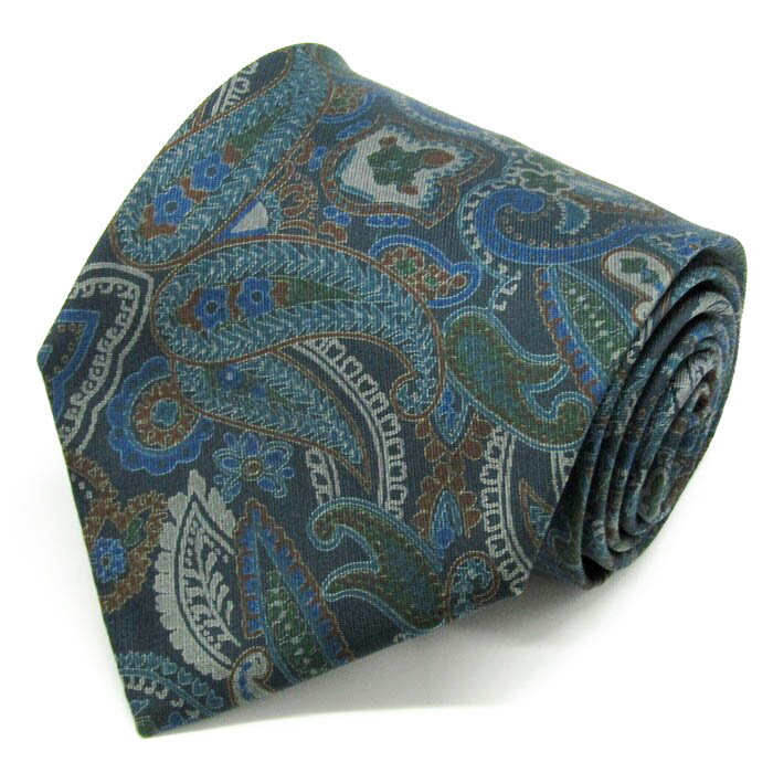 ジュンアシダ ブランド ネクタイ 総柄 ペイズリー 幾何学模様 シルク PO メンズ ネイビー jun ashida 【中古】