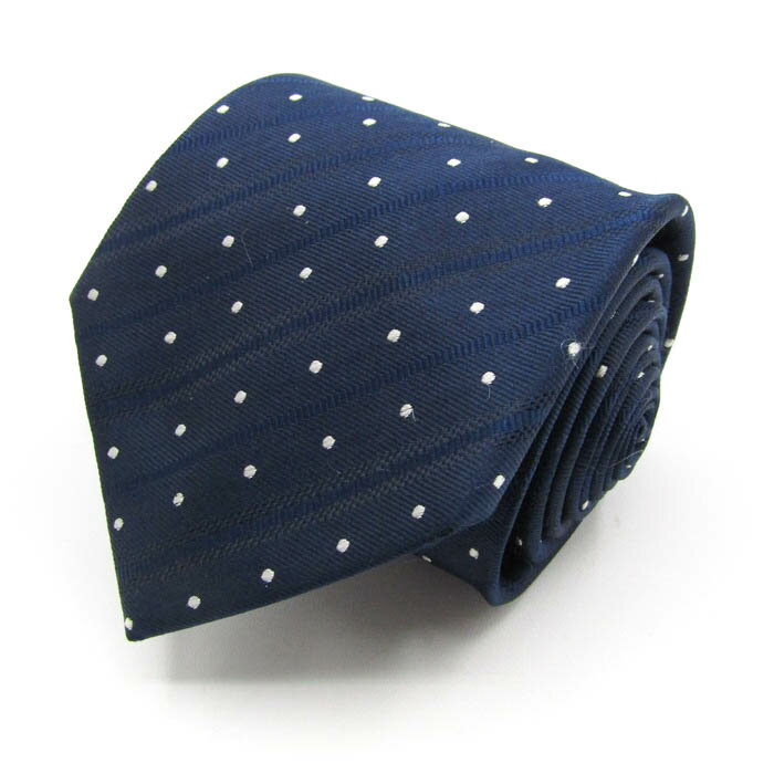 レノマ ブランド ネクタイ ストライプ柄 ドット シルク PO メンズ ネイビー renoma 【中古】