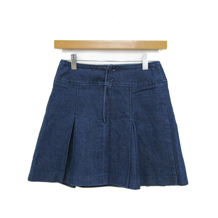 【5000円以上ご購入で50%OFF 3/29 0:00〜3/30 23:59】日本製 プリーツスカート デニム ストレッチ ボトムス レディース 61サイズ ブルー系 denim 【中古】