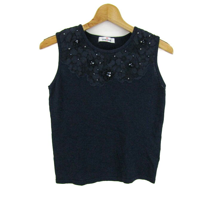 ギャラリービスコンティ タンクトップ ノースリーブ シャツ レース トップス レディース 2サイズ ネイビー GALLERY VISCONTI 【中古】