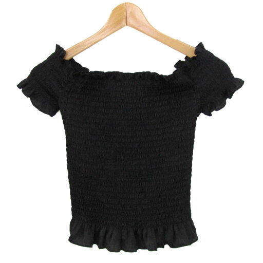 ゲス 半袖Tシャツ トップス ギャザー オフショルダー レディース XSサイズ ブラック Guess 【中古】 ゲス 半袖Tシャツ トップス ギャザー オフショルダー レディース XSサイズ ブラック Guess 【中古】