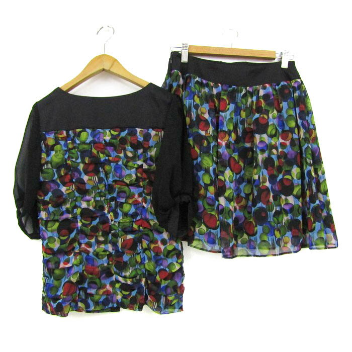 ナネットレポー セットアップ 上下セット シフォン ジャケット スカート レディース 4サイズ ブラック系 nanette lepore 【中古】