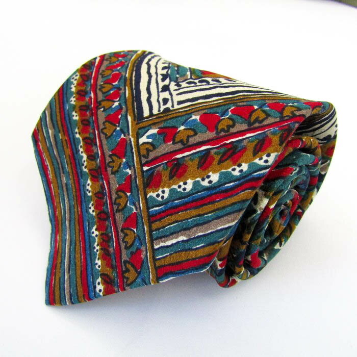 ミッソーニ ブランド ネクタイ 総柄 パネル柄 シルク 未使用タグ付 PO メンズ ブルー Missoni 【中古】