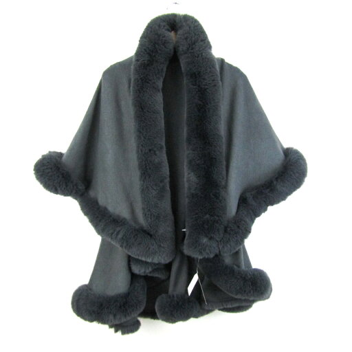 オシャレディー ポンチョ ケープ ファー ジャケット 未使用 アウター レディース M-Lサイズ グレー系 Oshalady 【中古】 オシャレディー ポンチョ ケープ ファー ジャケット 未使用 アウター レディース M-Lサイズ グレー系 Oshalady 【中古】