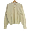 カルバンクライン ニット トップス 長袖 ポロセーター ウール100% メンズ Mサイズ クリーム Calvin klein 【中古】