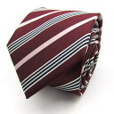 パーソンズ ブランドネクタイ ストライプ柄 ヘリンボーン柄 シルク PO メンズ ワインレッド PERSON'S FOR MEN 【中古】