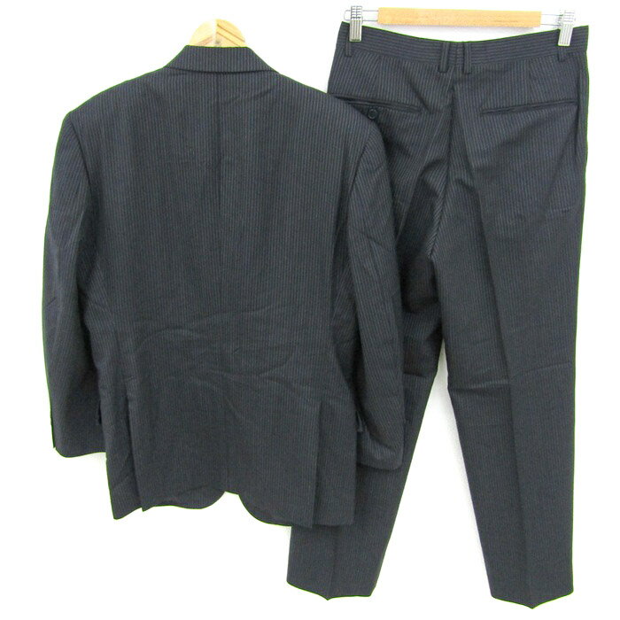 ポテンザ スーツ セットアップ 上下セット ジャケット パンツ ストライプ柄 メンズ 92YA5サイズ ネイビー Portanza EXCELLENT ZONE 【中古】