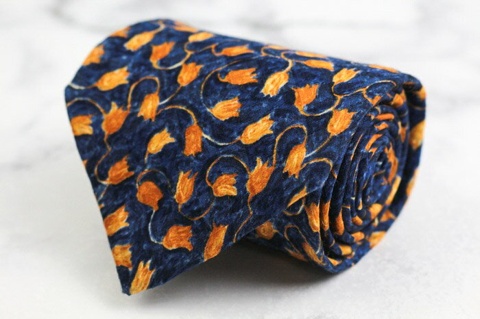 エルメネジルドゼニア ブランド ネクタイ シルク 花柄 ボタニカル柄 総柄 PO メンズ ネイビー Ermenegildo Zegna 【中古】