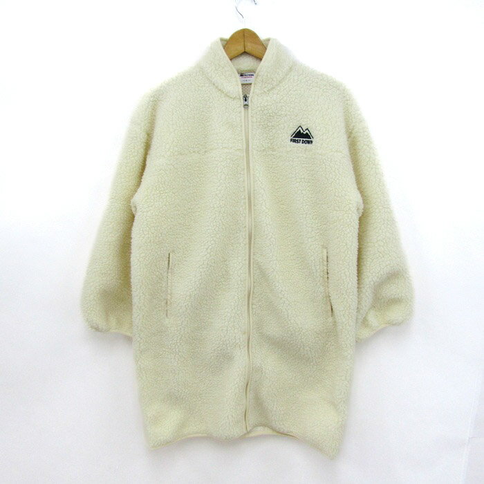 ファーストダウン ボアコート 裏メッシュ アウター レディース Lサイズ ホワイト FIRST DOWN 【中古】