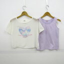 メゾピアノ 半袖Tシャツ トップス インナータンクトップ付き キッズ 女の子用 M(150)サイズ 白×紫 Mezzo Piano 【中古】(4)