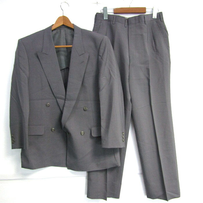 ハーディエイミス スーツ セットアップ 上下セット ダブルブレスト メンズ Lサイズ グレー Hardy Amies 【中古】