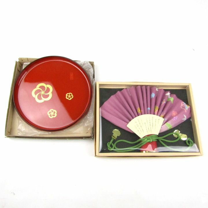 お盆・風呂敷 2点セット 未使用 和雑貨 和小物 まとめて 箱ダメージ有 レディース goods 【中古】