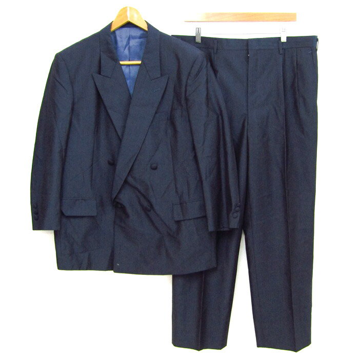 セットアップ スーツ ウール/シルク混 ジャケット パンツ 上下セット 記名有 メンズ 102B6サイズ ネイビー系 AU/DE/SEINE DEVOTE 【中古】
