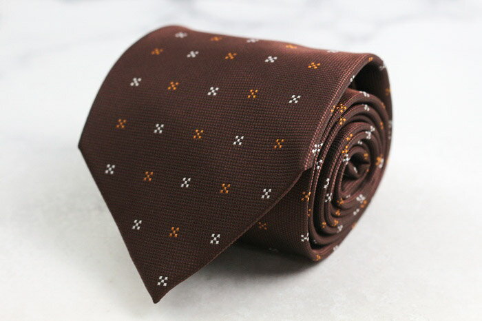 クラブラメール ブランド ネクタイ 総柄 小紋柄 PO メンズ ブラウン CLUB LAMER 【中古】