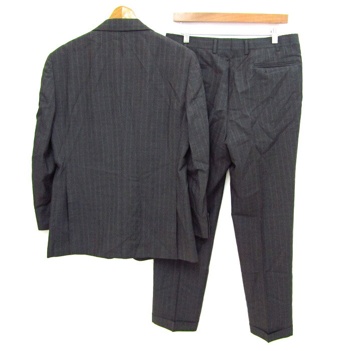 【全品39％OFFクーポン配布中】ギ・ラロッシュ スーツ セットアップ 上下セット ストライプ柄 モヘア混 メンズ 96AB5サイズ グレー Guy Laroche 【中古】