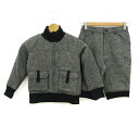 POP ON POP ポップオンポップ セットアップ 上下セット ブルゾン 半パンツ ヘリンボーン柄 キッズ 男の子用 120サイズ 黒×グレー 【中古】