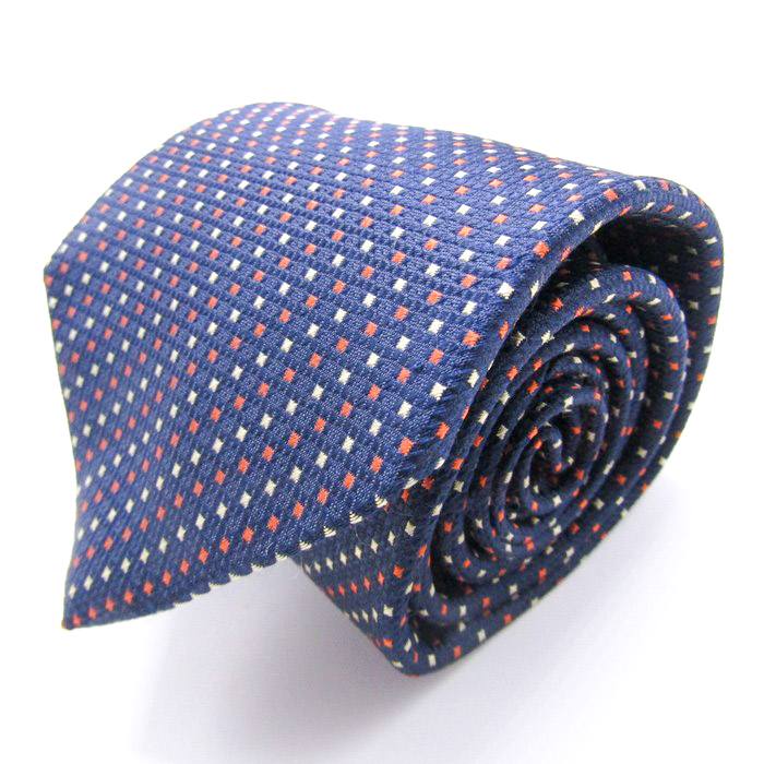 JOHN PEARSE ジョンピアース ブランド ネクタイ チェック柄 ドット スクエア柄 格子柄 シルク 日本製 PO メンズ ネイビー 【中古】